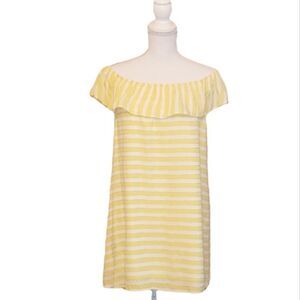 Copper Key Off The Shoulder Stripped Dress